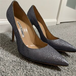 Manolo Blahnik Silver Glittery Pumps - Never Worn